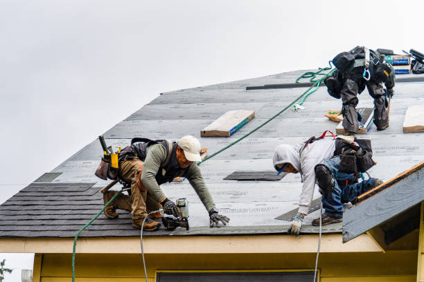 Professional Storm Damage Roof Repair technician working in North Fork, CA